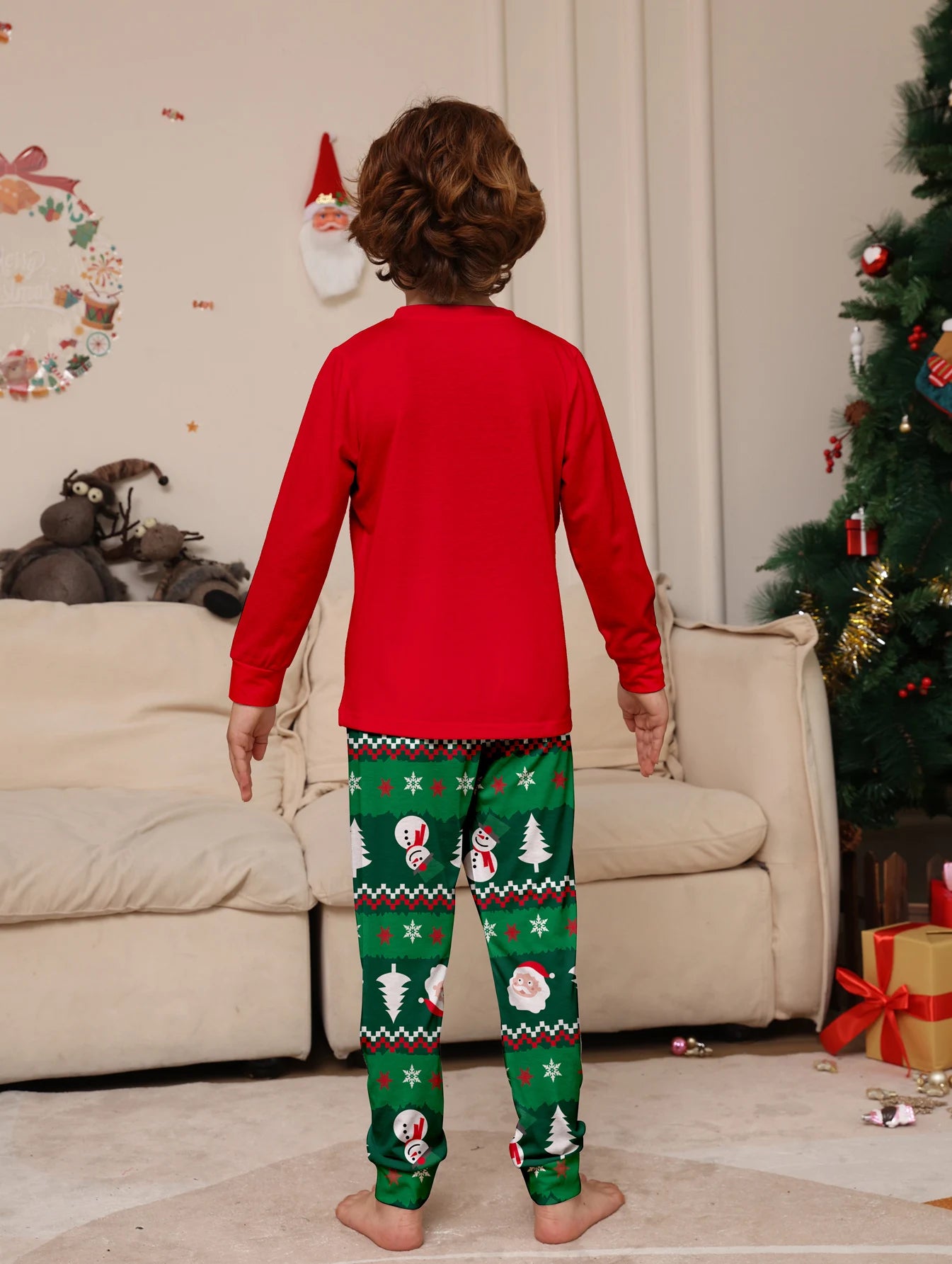 Red & Green Rudolph Xmas Family Matching Pj Set