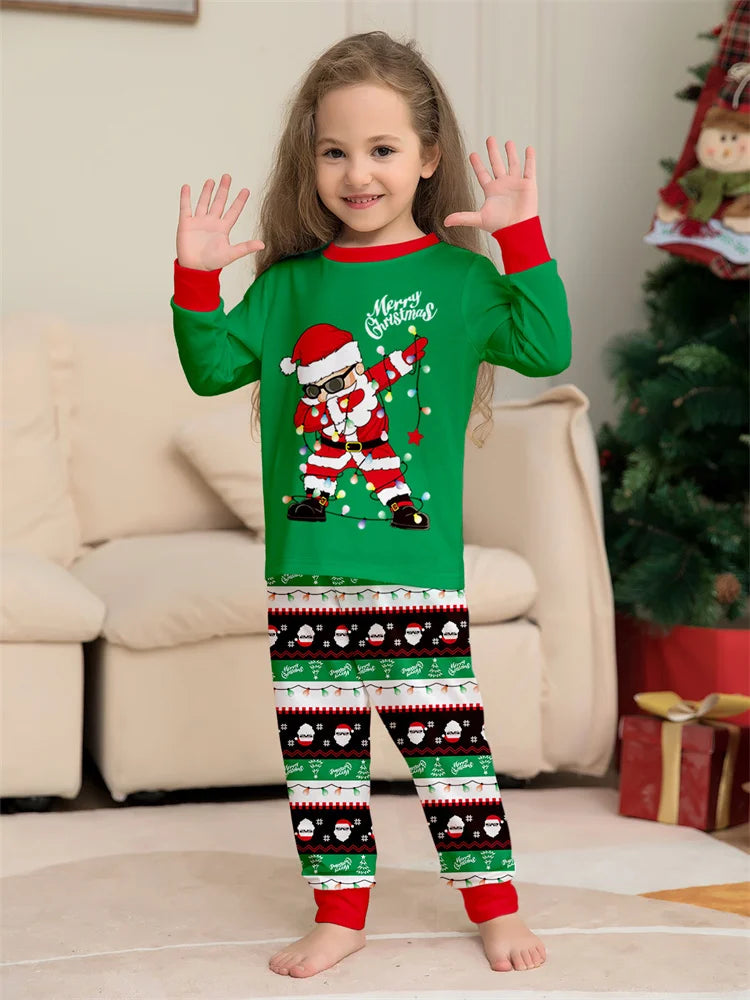 Dabbing Santa Xmas Family Matching Pjs Set
