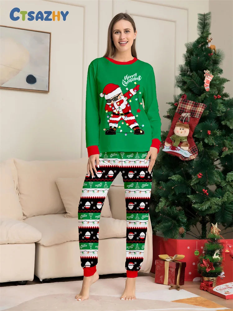 Dabbing Santa Xmas Family Matching Pjs Set