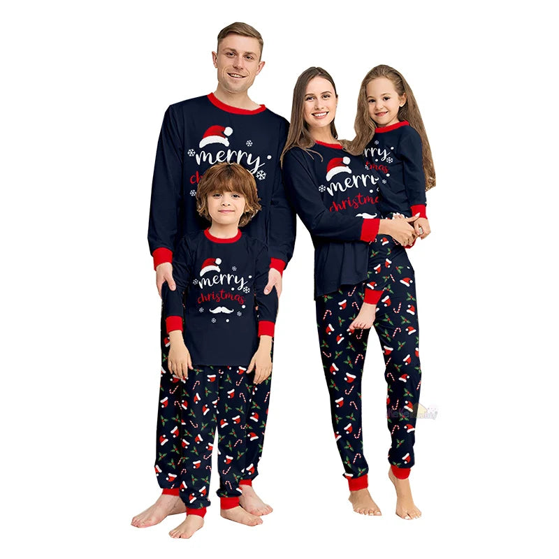 SANTA Hat Christmas Family Matching Pajamas Set