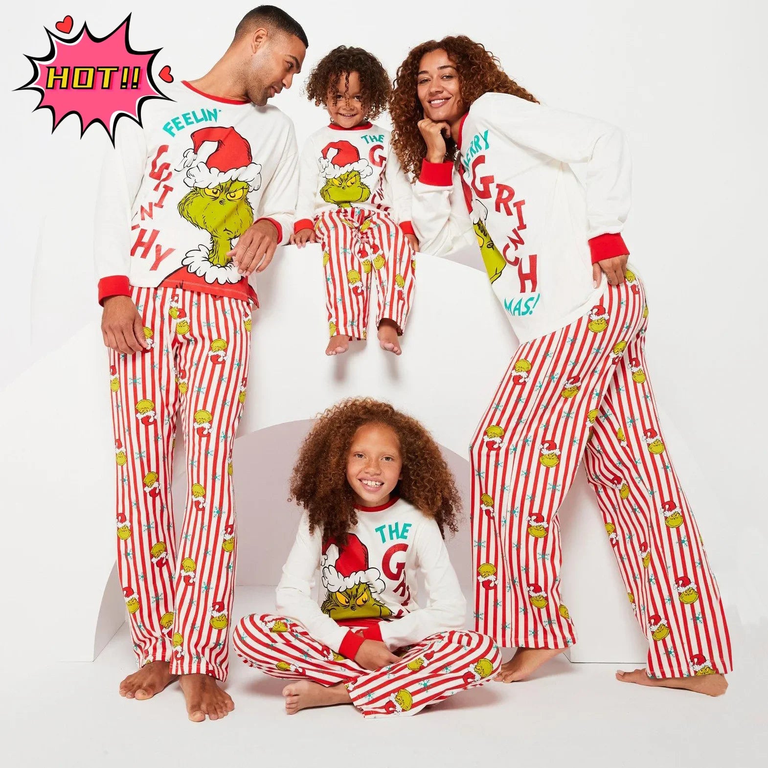 THE Grinch Family Christmas Pajamas Set