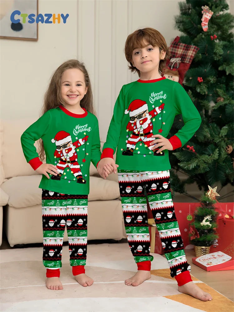Dabbing Santa Xmas Family Matching Pjs Set