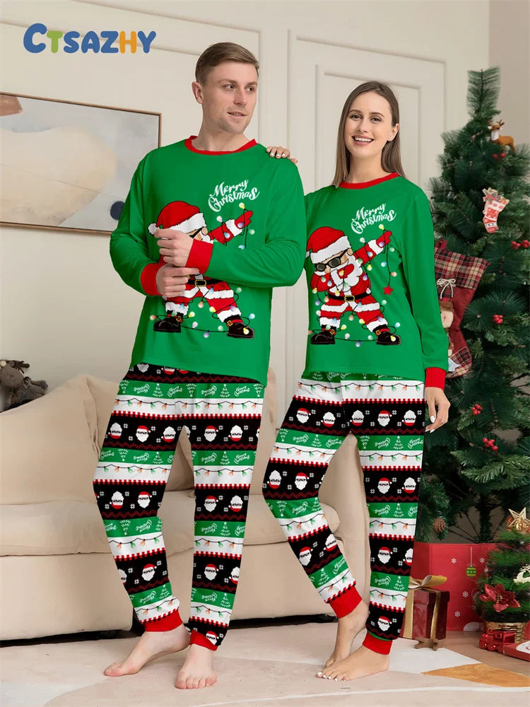 Dabbing Santa Xmas Family Matching Pjs Set
