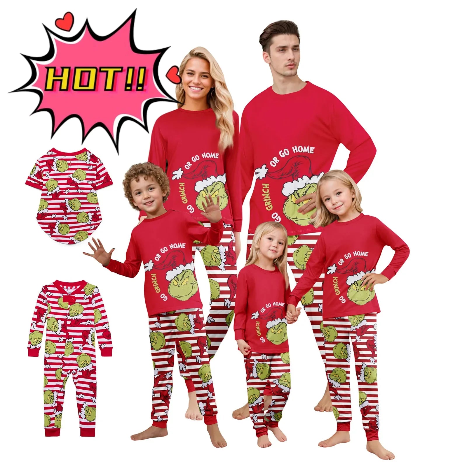 RED Grinch Matching Family Christmas Pjs