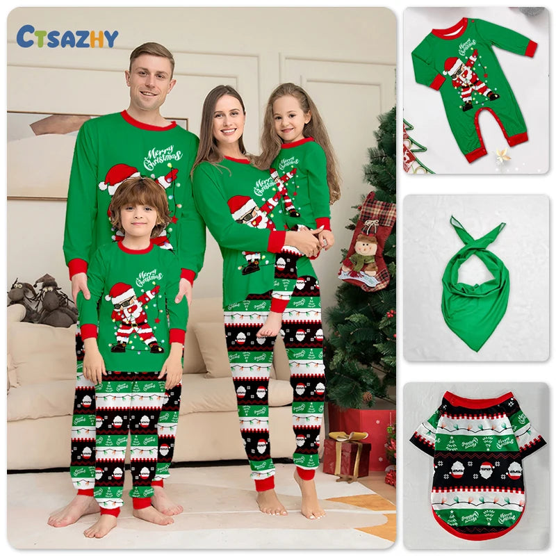 Dabbing Santa Xmas Family Matching Pjs Set