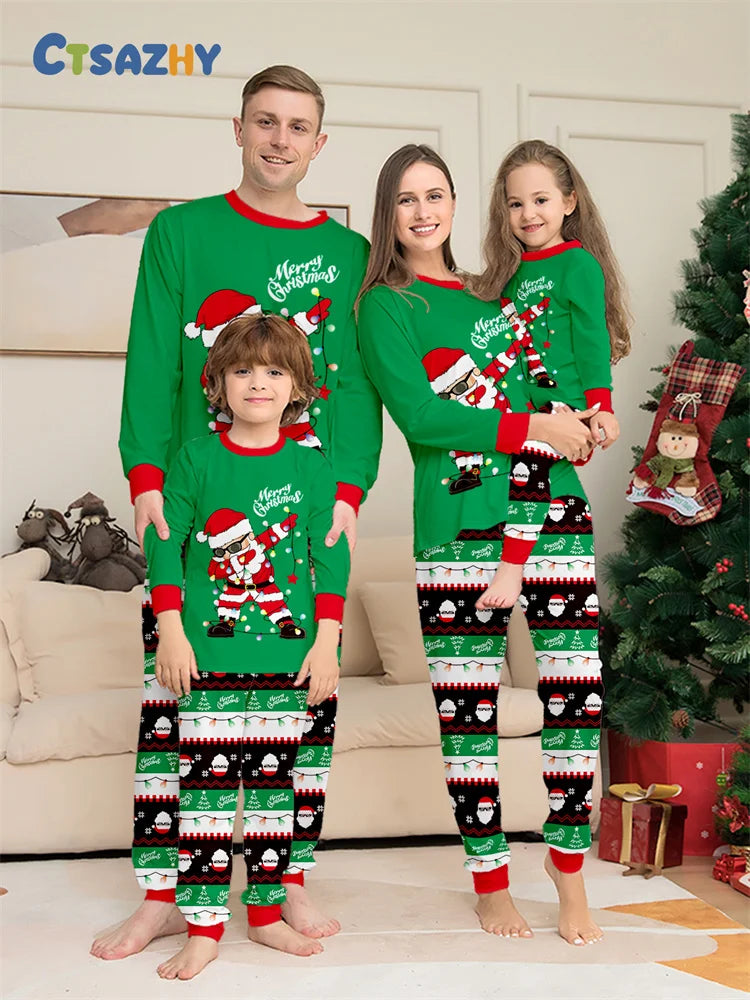 Dabbing Santa Xmas Family Matching Pjs Set
