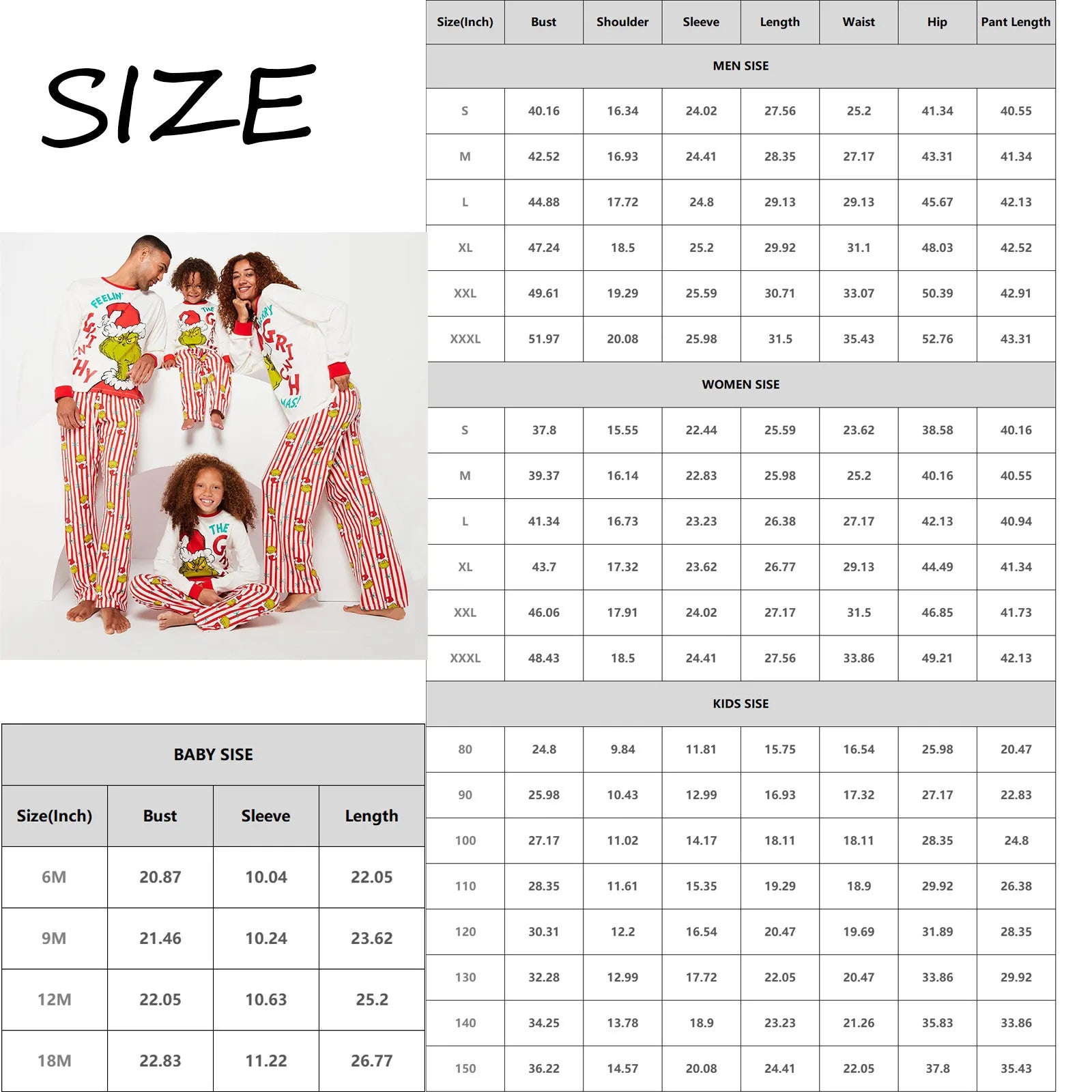 THE Grinch Family Christmas Pajamas Set